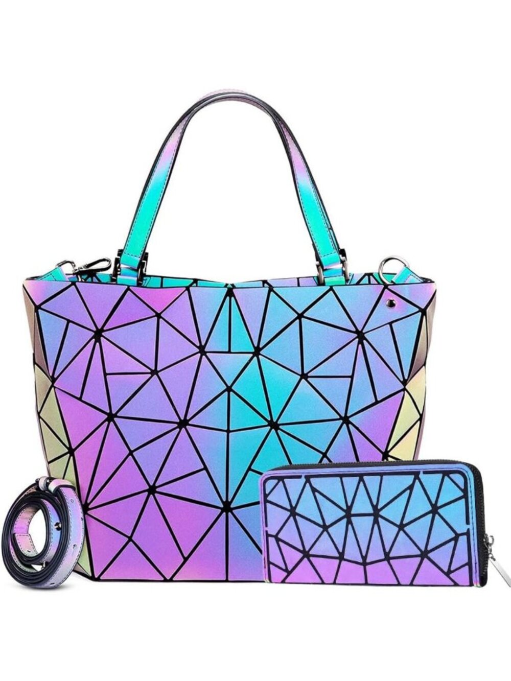 Luminous Geometric Handbag for Women | Stylish Top Handle Satchel Purse